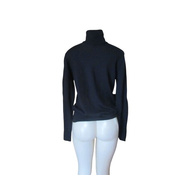 Bartolini Italian Made Black Wool Blend Turtleneck Sweater Size L - Picture 5 of 6
